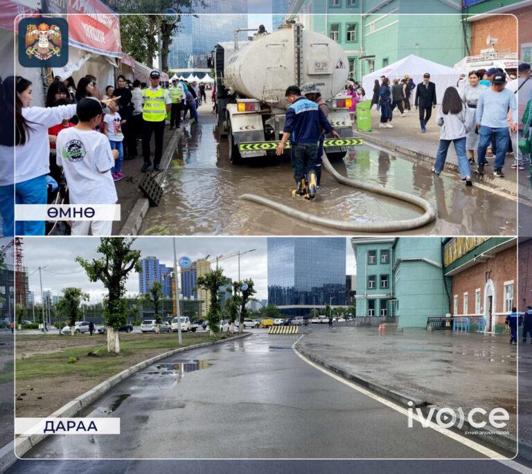 Төв цэнгэлдэх хүрээлэнгийн гадна талбайд ус зайлуулах 1200 метр шугам угсарчээ